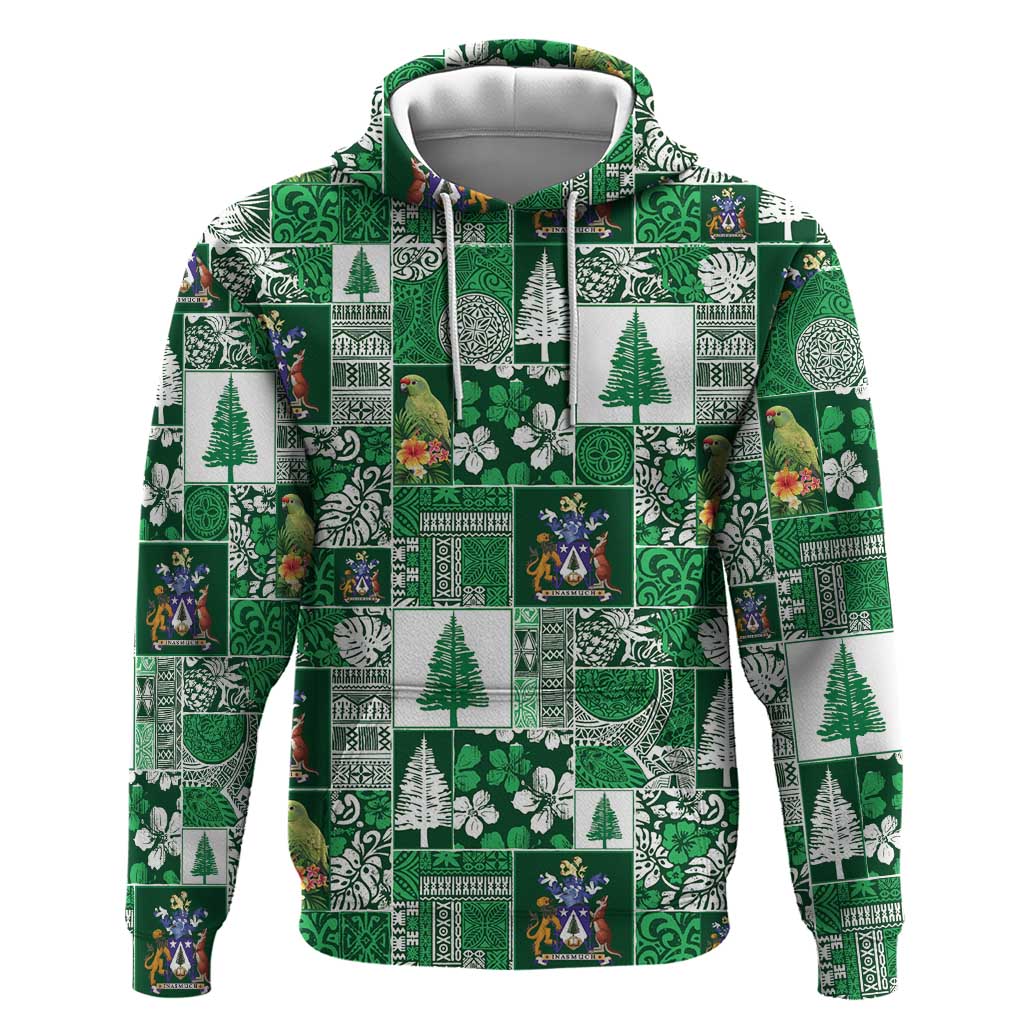 Norfolk Island Meri Krismas Zip Hoodie Pacific Patchwork Xmas Vibes - Polynesian Pride
