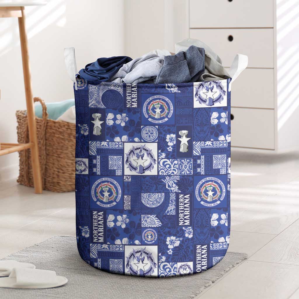 Northern Mariana Islands Magof Nochebuena Laundry Basket Pacific Patchwork Xmas Vibes - Polynesian Pride
