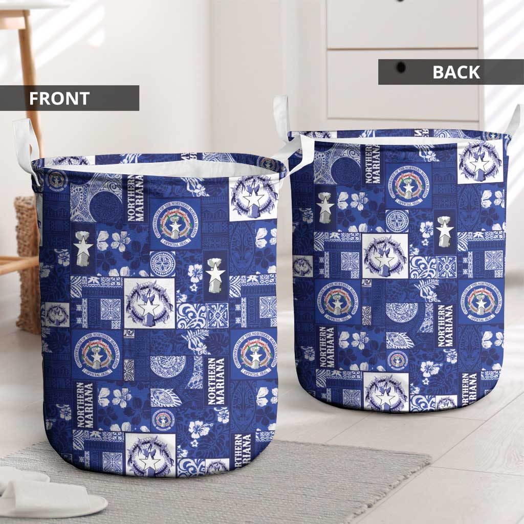 Northern Mariana Islands Magof Nochebuena Laundry Basket Pacific Patchwork Xmas Vibes - Polynesian Pride