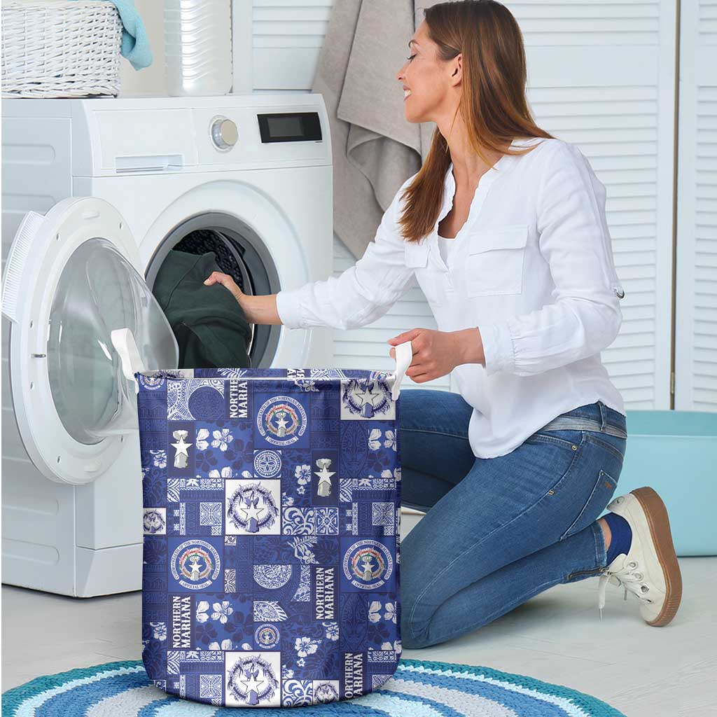 Northern Mariana Islands Magof Nochebuena Laundry Basket Pacific Patchwork Xmas Vibes - Polynesian Pride