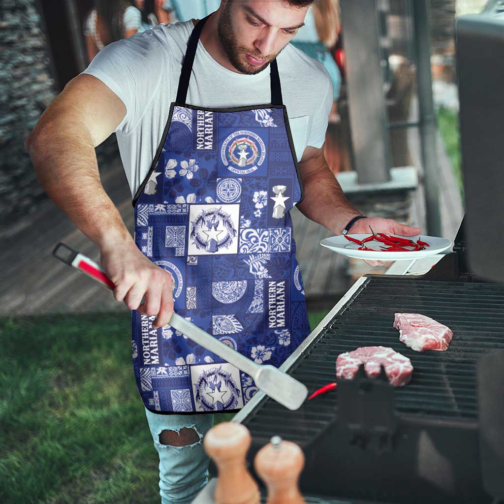Northern Mariana Islands Magof Nochebuena Apron Pacific Patchwork Xmas Vibes - Polynesian Pride