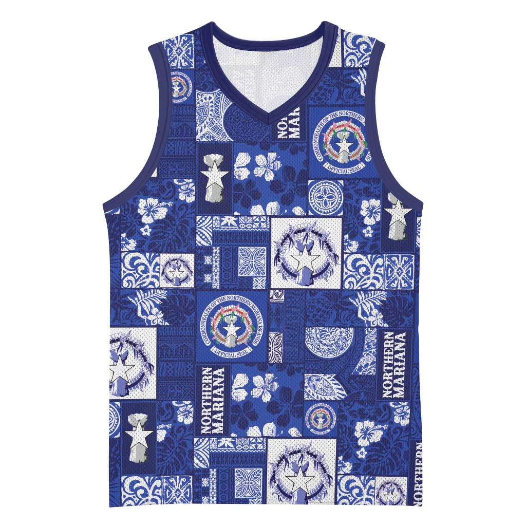 Northern Mariana Islands Magof Nochebuena Basketball Jersey Pacific Patchwork Xmas Vibes - Polynesian Pride