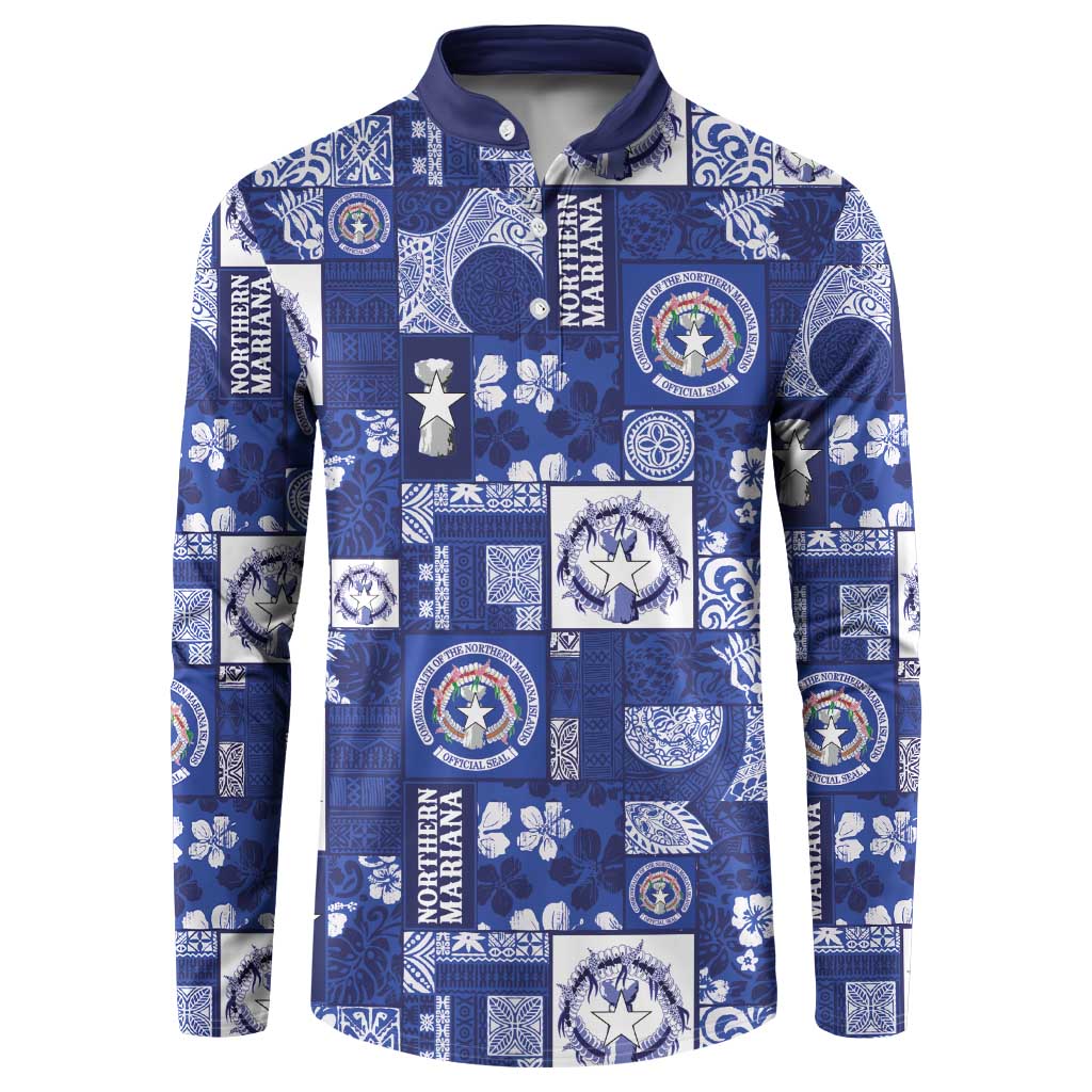 Northern Mariana Islands Magof Nochebuena Button Sweatshirt Pacific Patchwork Xmas Vibes - Polynesian Pride