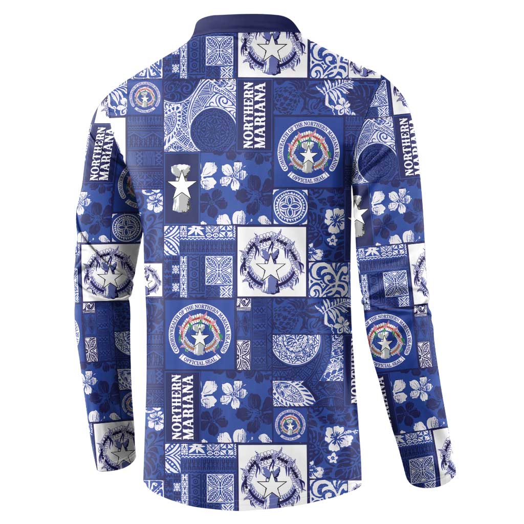 Northern Mariana Islands Magof Nochebuena Button Sweatshirt Pacific Patchwork Xmas Vibes - Polynesian Pride
