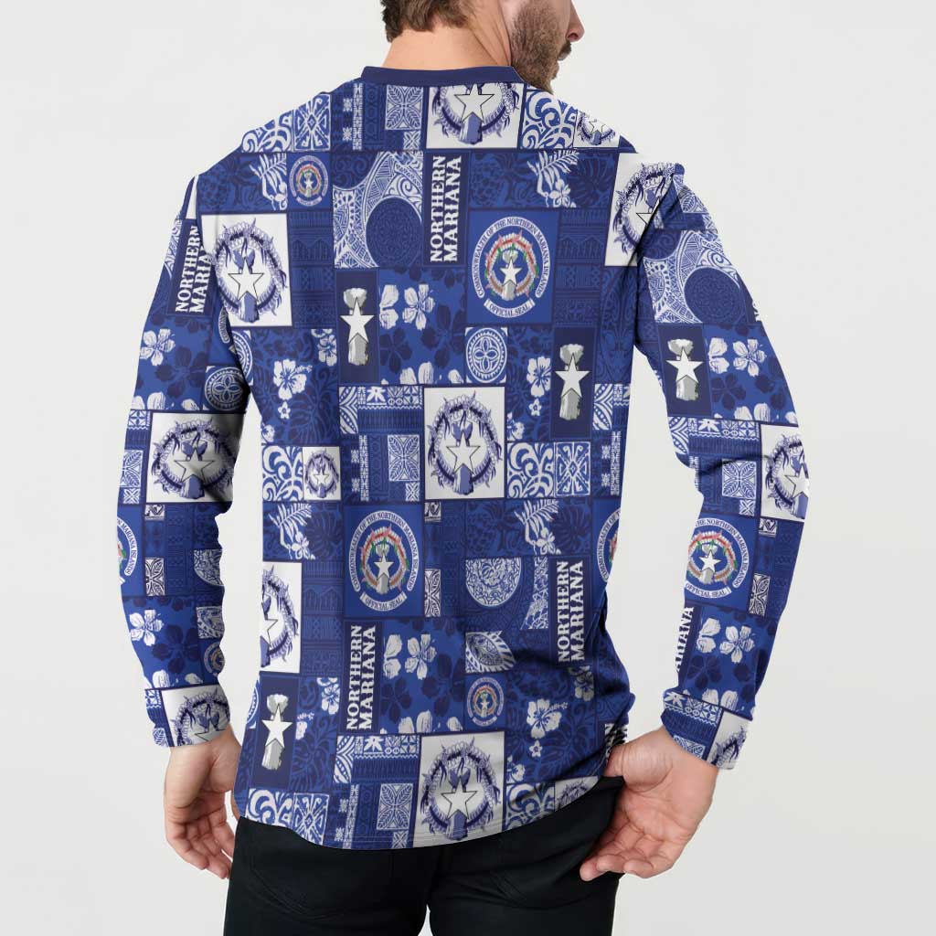 Northern Mariana Islands Magof Nochebuena Button Sweatshirt Pacific Patchwork Xmas Vibes - Polynesian Pride