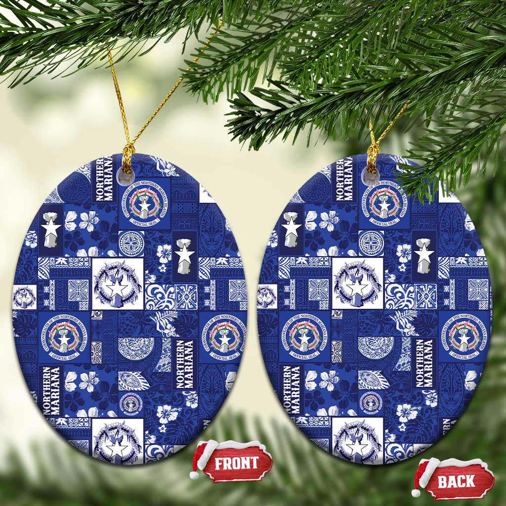 Northern Mariana Islands Magof Nochebuena Ceramic Ornament Pacific Patchwork Xmas Vibes - Polynesian Pride
