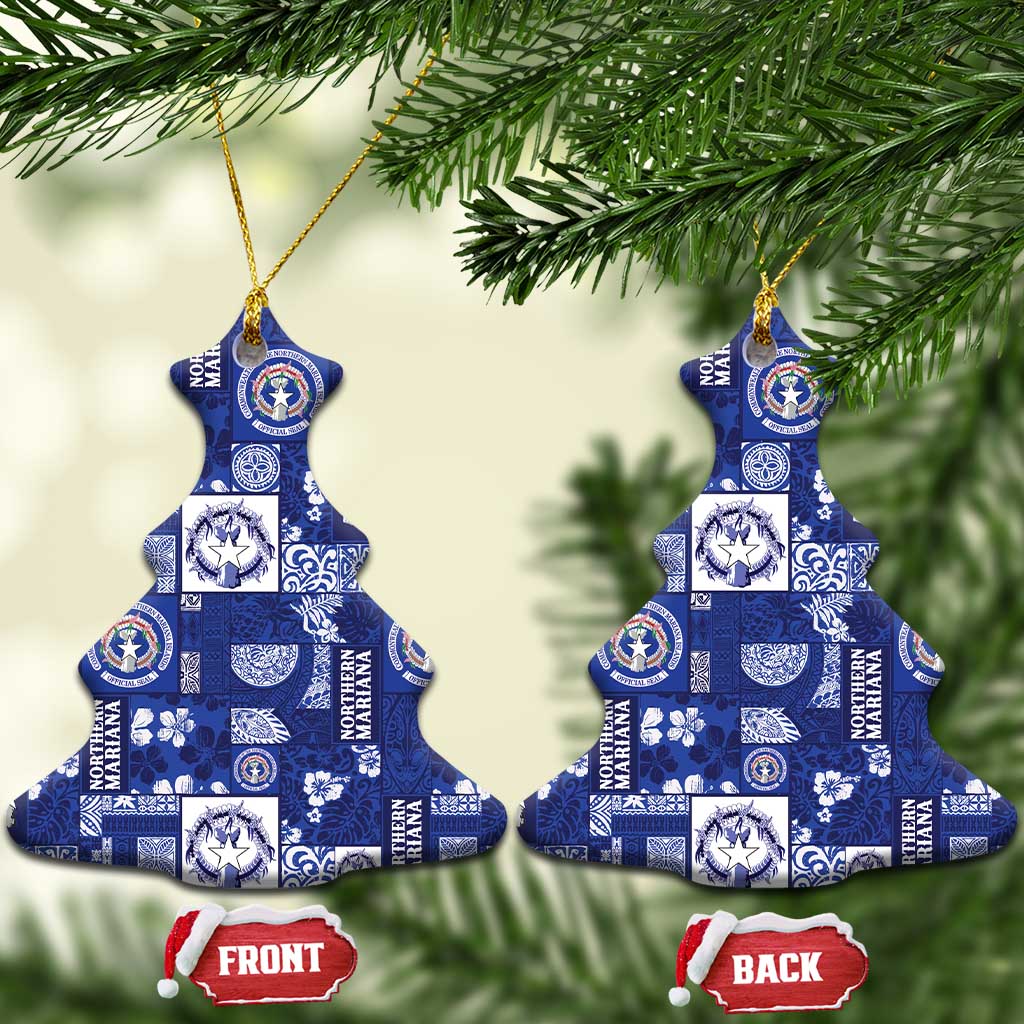 Northern Mariana Islands Magof Nochebuena Ceramic Ornament Pacific Patchwork Xmas Vibes - Polynesian Pride