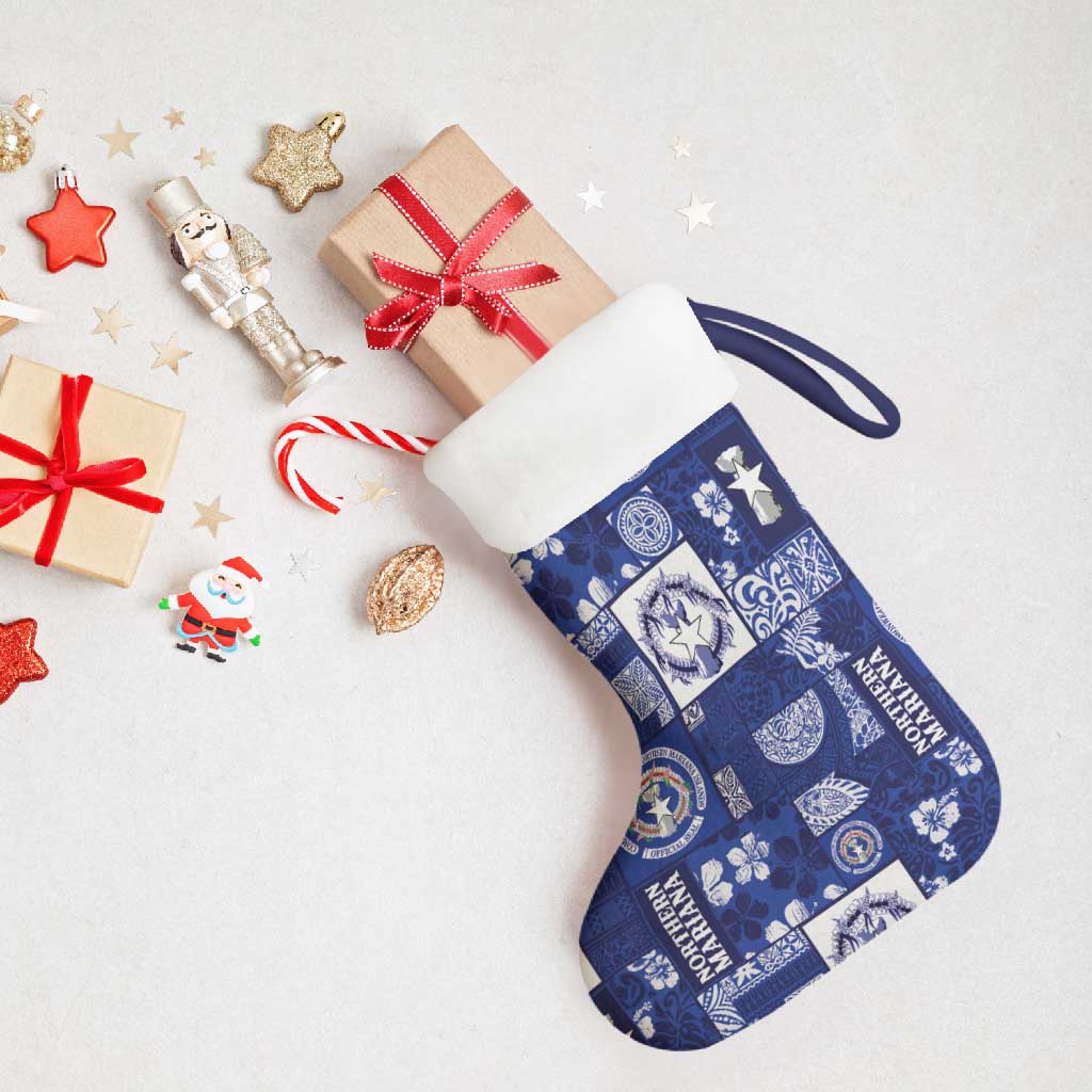 Northern Mariana Islands Magof Nochebuena Christmas Stocking Pacific Patchwork Xmas Vibes - Polynesian Pride