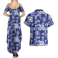 Northern Mariana Islands Magof Nochebuena Couples Matching Summer Maxi Dress and Hawaiian Shirt Pacific Patchwork Xmas Vibes - Polynesian Pride
