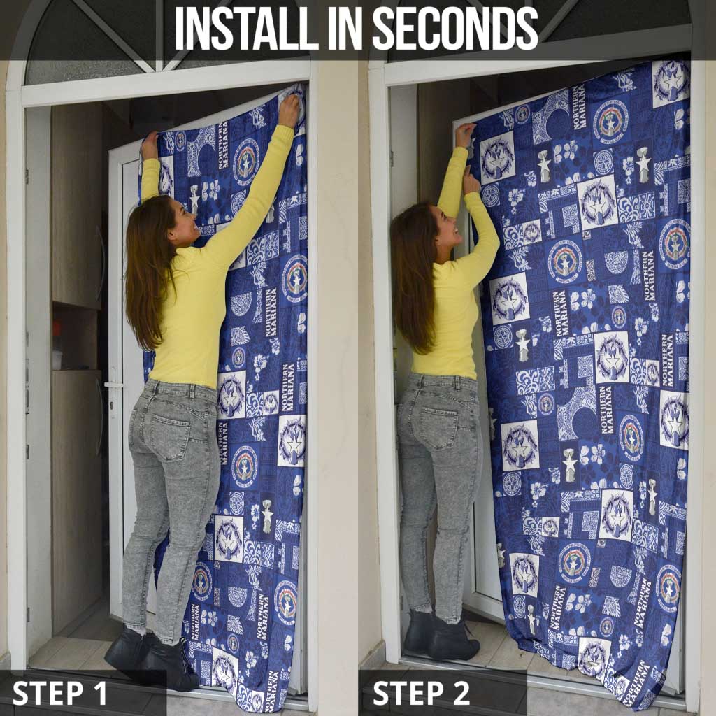 Northern Mariana Islands Magof Nochebuena Door Cover Pacific Patchwork Xmas Vibes - Polynesian Pride