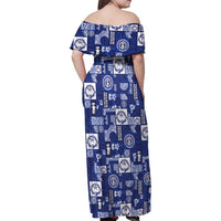Northern Mariana Islands Magof Nochebuena Family Matching Off Shoulder Maxi Dress and Hawaiian Shirt Pacific Patchwork Xmas Vibes - Polynesian Pride