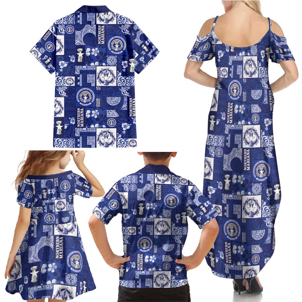 Northern Mariana Islands Magof Nochebuena Family Matching Summer Maxi Dress and Hawaiian Shirt Pacific Patchwork Xmas Vibes - Polynesian Pride