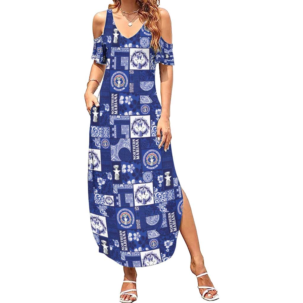 Northern Mariana Islands Magof Nochebuena Family Matching Summer Maxi Dress and Hawaiian Shirt Pacific Patchwork Xmas Vibes - Polynesian Pride