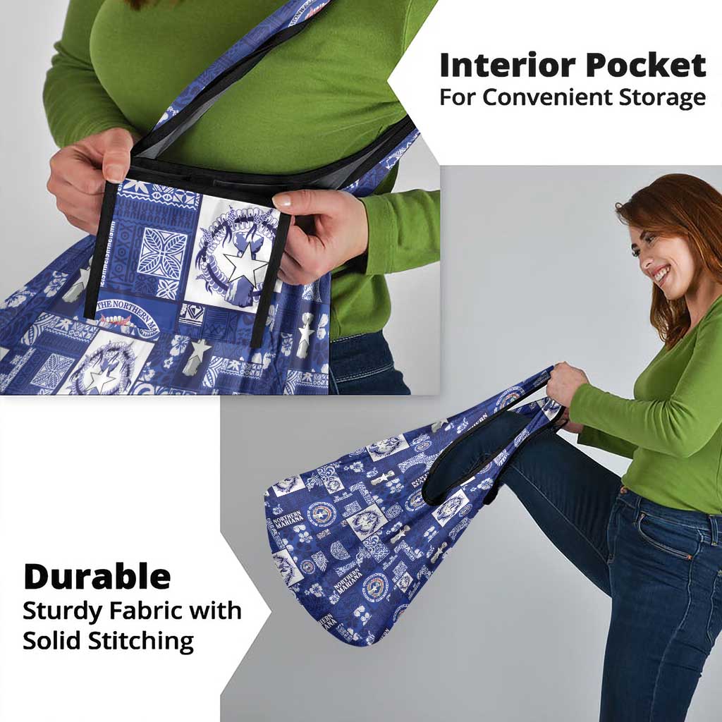 Northern Mariana Islands Magof Nochebuena Grocery Bag Pacific Patchwork Xmas Vibes - Polynesian Pride