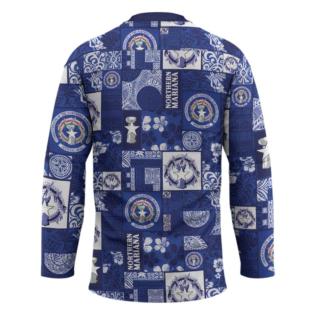 Northern Mariana Islands Magof Nochebuena Hockey Jersey Pacific Patchwork Xmas Vibes - Polynesian Pride
