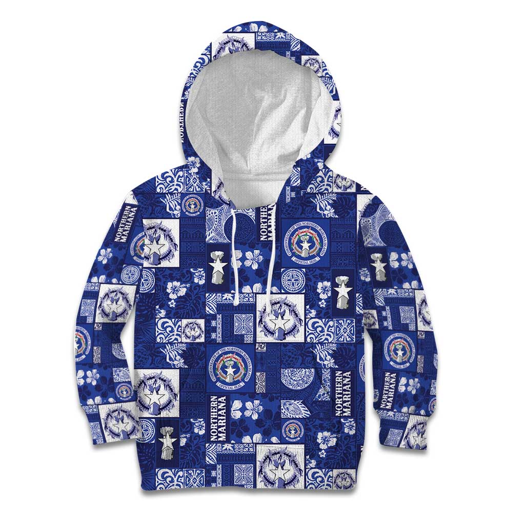 Northern Mariana Islands Magof Nochebuena Kid Hoodie Pacific Patchwork Xmas Vibes - Polynesian Pride