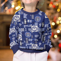 Northern Mariana Islands Magof Nochebuena Kid Ugly Christmas Sweater Pacific Patchwork Xmas Vibes - Polynesian Pride