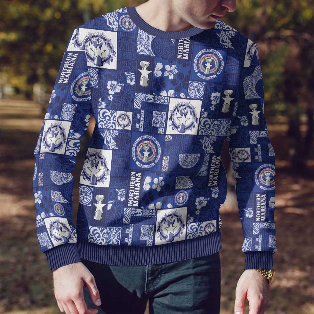 Northern Mariana Islands Magof Nochebuena Ugly Christmas Sweater Pacific Patchwork Xmas Vibes - Polynesian Pride