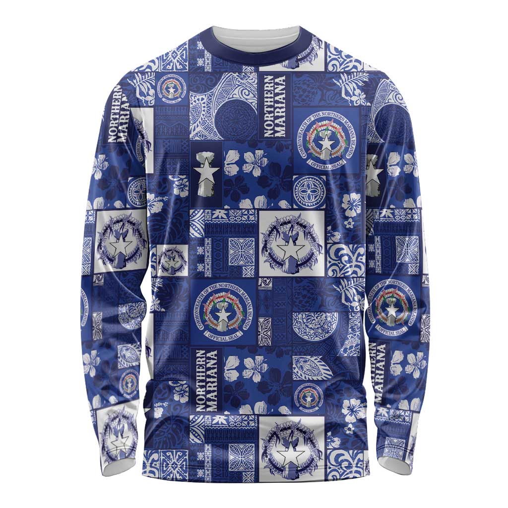 Northern Mariana Islands Magof Nochebuena Long Sleeve Shirt Pacific Patchwork Xmas Vibes - Polynesian Pride