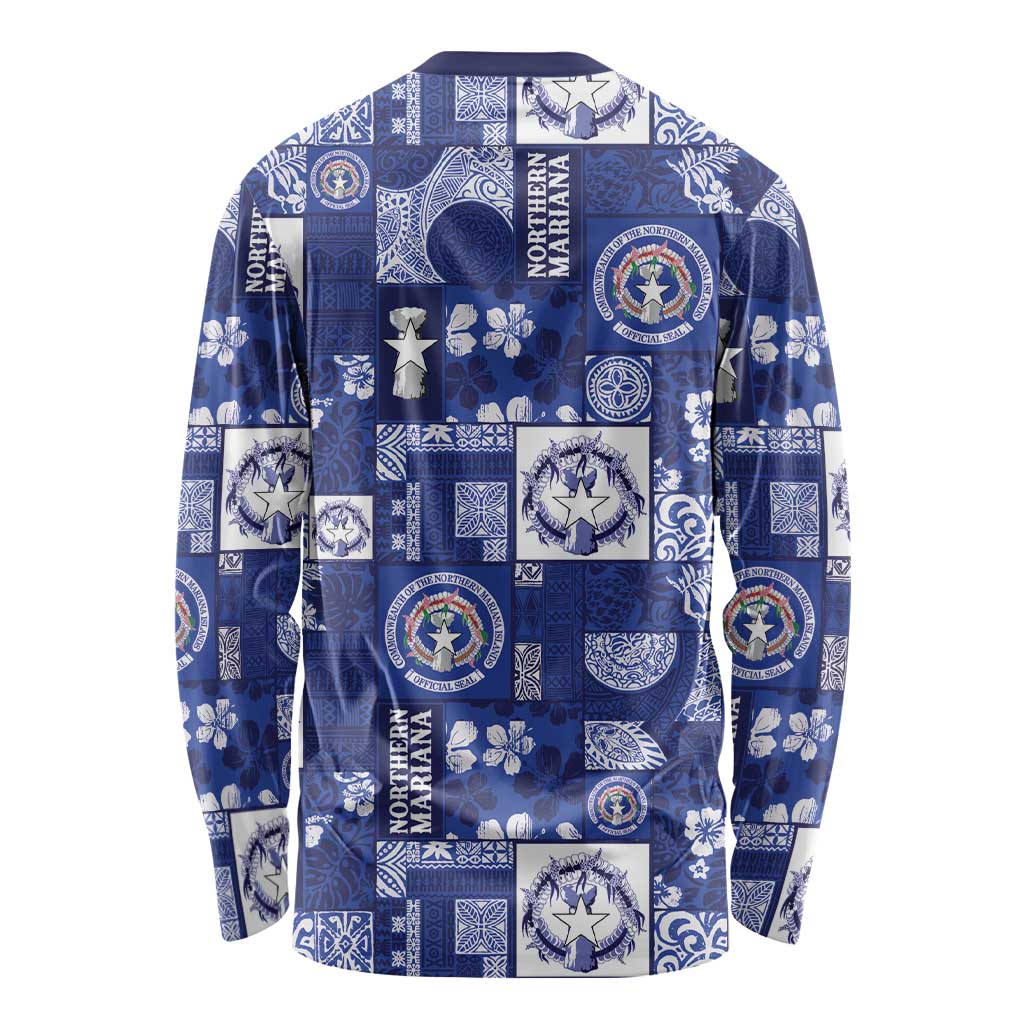 Northern Mariana Islands Magof Nochebuena Long Sleeve Shirt Pacific Patchwork Xmas Vibes - Polynesian Pride