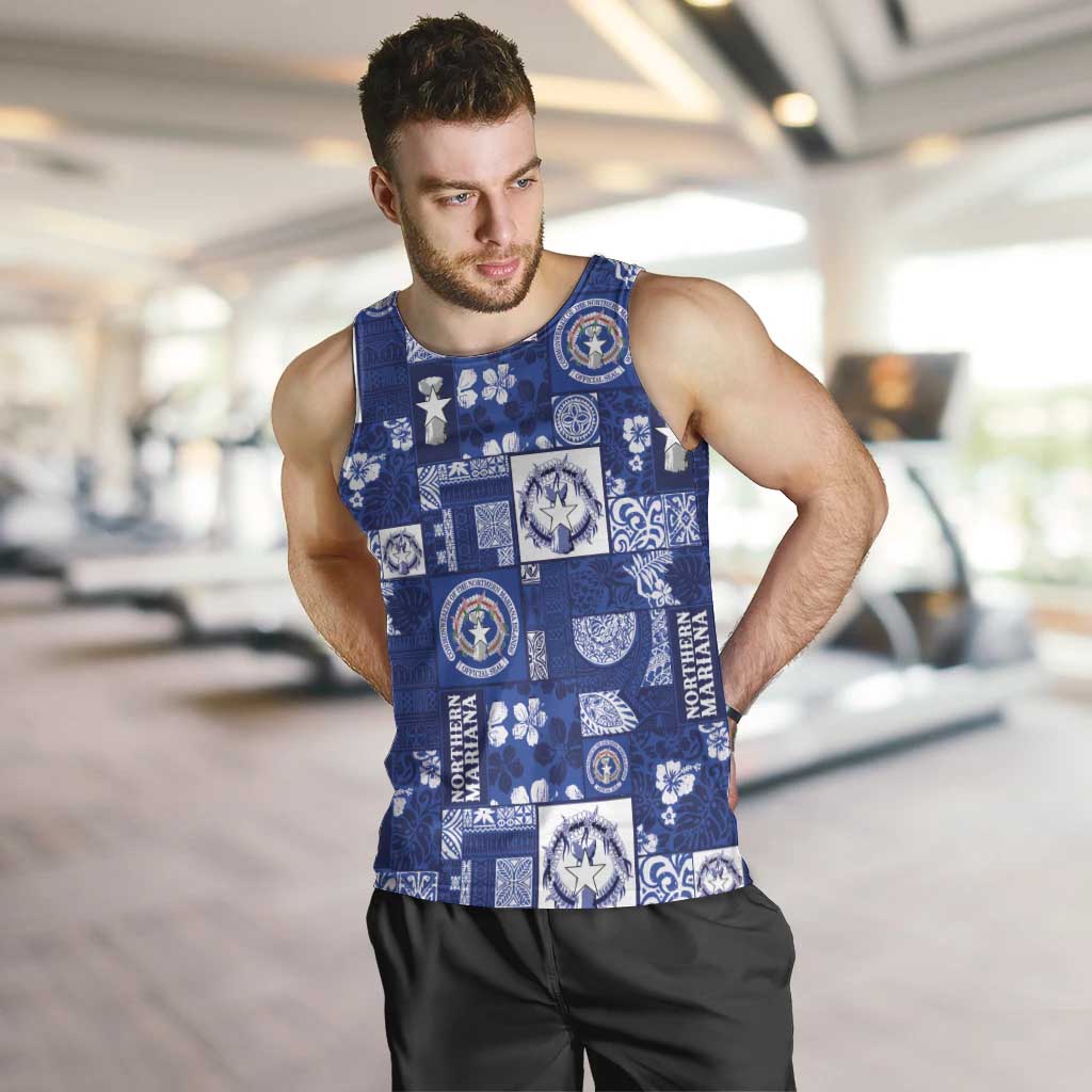 Northern Mariana Islands Magof Nochebuena Men Tank Top Pacific Patchwork Xmas Vibes - Polynesian Pride