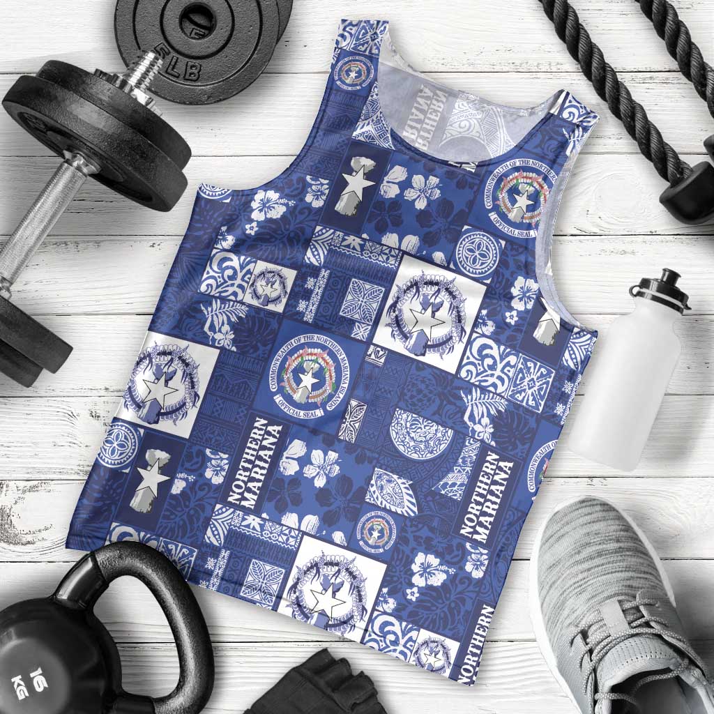 Northern Mariana Islands Magof Nochebuena Men Tank Top Pacific Patchwork Xmas Vibes - Polynesian Pride