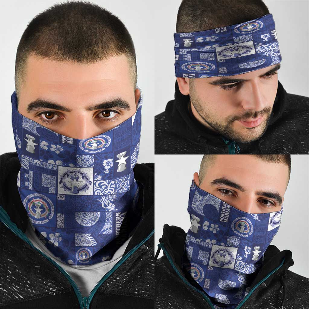 Northern Mariana Islands Magof Nochebuena Neck Gaiter Pacific Patchwork Xmas Vibes - Polynesian Pride