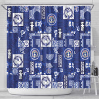 Northern Mariana Islands Magof Nochebuena Shower Curtain Pacific Patchwork Xmas Vibes - Polynesian Pride