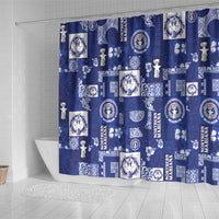 Northern Mariana Islands Magof Nochebuena Shower Curtain Pacific Patchwork Xmas Vibes - Polynesian Pride