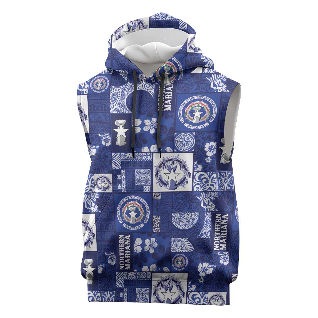 Northern Mariana Islands Magof Nochebuena Sleeveless Hoodie Pacific Patchwork Xmas Vibes - Polynesian Pride