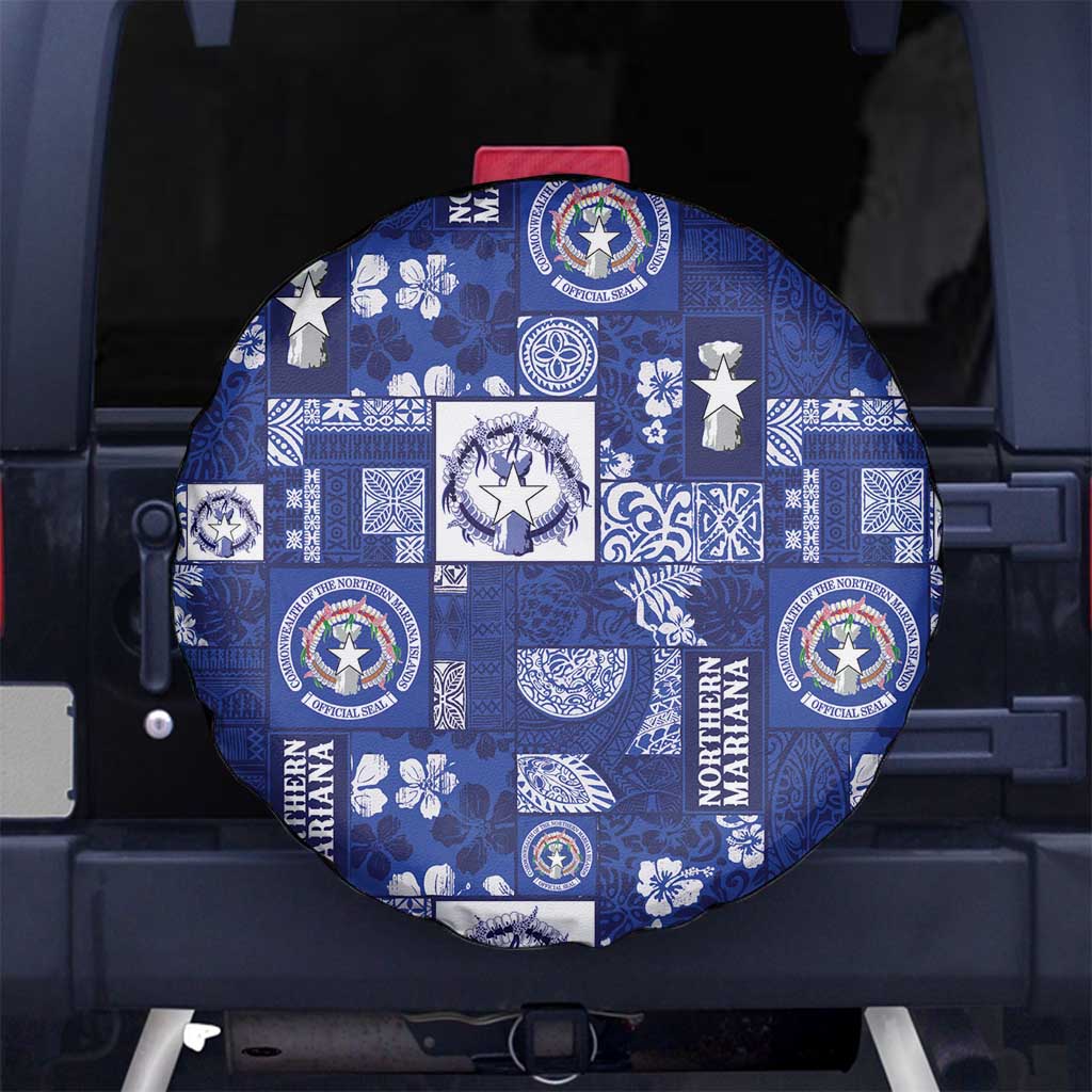 Northern Mariana Islands Magof Nochebuena Spare Tire Cover Pacific Patchwork Xmas Vibes - Polynesian Pride