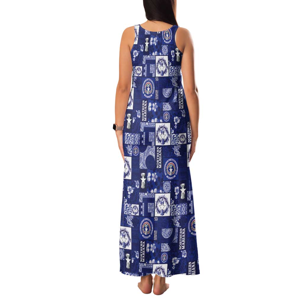 Northern Mariana Islands Magof Nochebuena Tank Maxi Dress Pacific Patchwork Xmas Vibes - Polynesian Pride
