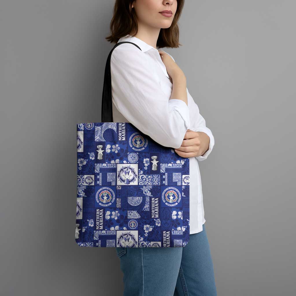 Northern Mariana Islands Magof Nochebuena Tote Bag Pacific Patchwork Xmas Vibes - Polynesian Pride