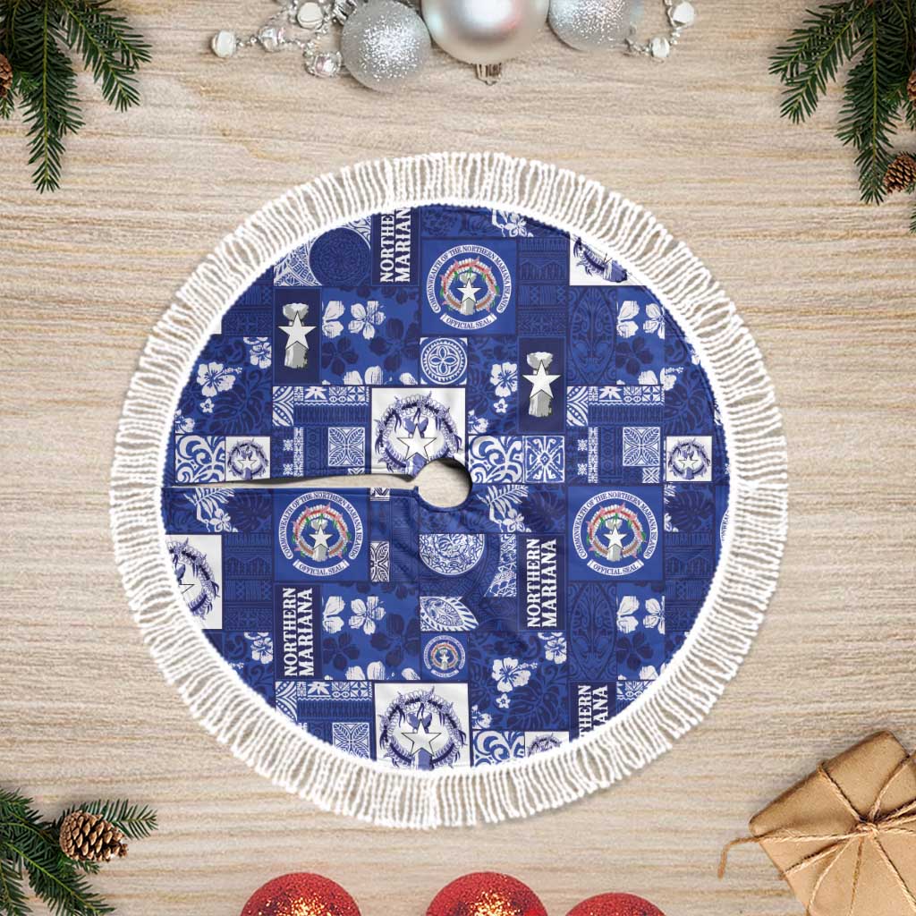 Northern Mariana Islands Magof Nochebuena Tree Skirt Pacific Patchwork Xmas Vibes - Polynesian Pride