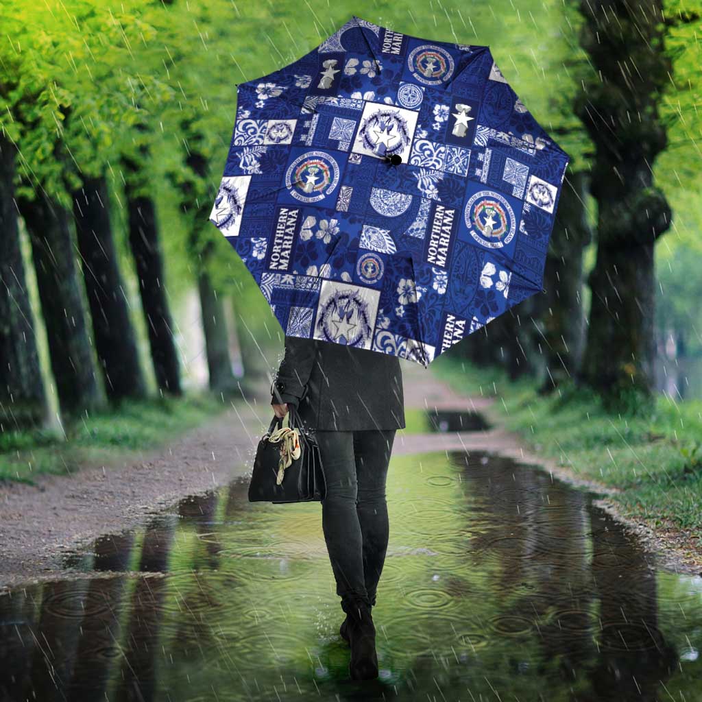 Northern Mariana Islands Magof Nochebuena Umbrella Pacific Patchwork Xmas Vibes - Polynesian Pride