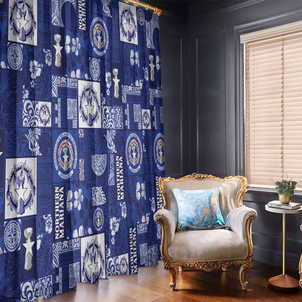 Northern Mariana Islands Magof Nochebuena Window Curtain Pacific Patchwork Xmas Vibes - Polynesian Pride