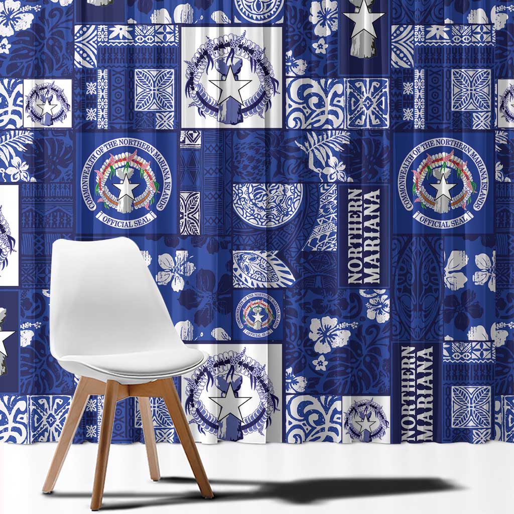Northern Mariana Islands Magof Nochebuena Window Curtain Pacific Patchwork Xmas Vibes - Polynesian Pride