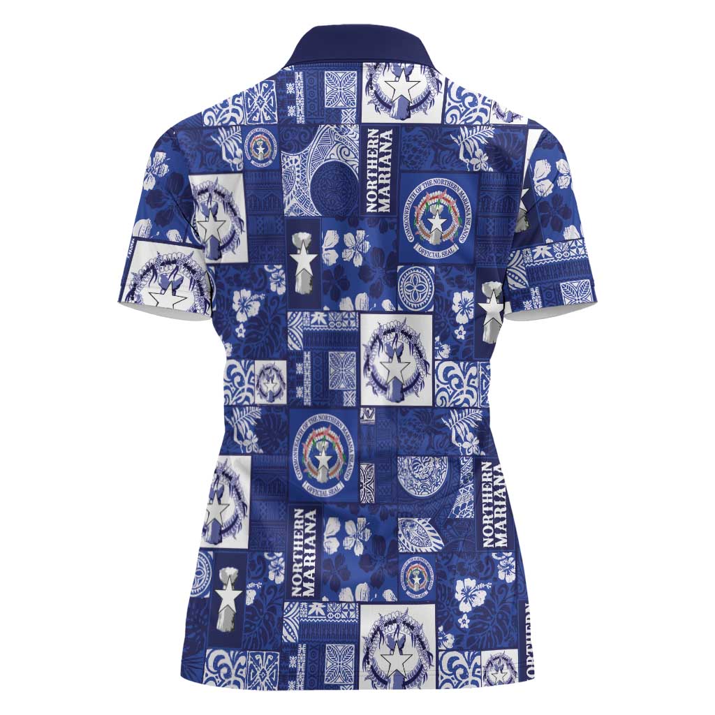 Northern Mariana Islands Magof Nochebuena Women Polo Shirt Pacific Patchwork Xmas Vibes LT9 - Polynesian Pride