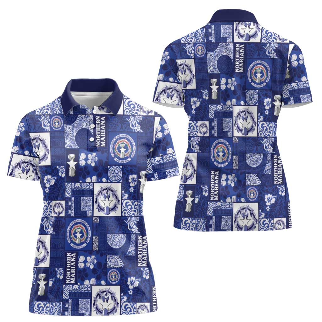 Northern Mariana Islands Magof Nochebuena Women Polo Shirt Pacific Patchwork Xmas Vibes LT9 - Polynesian Pride