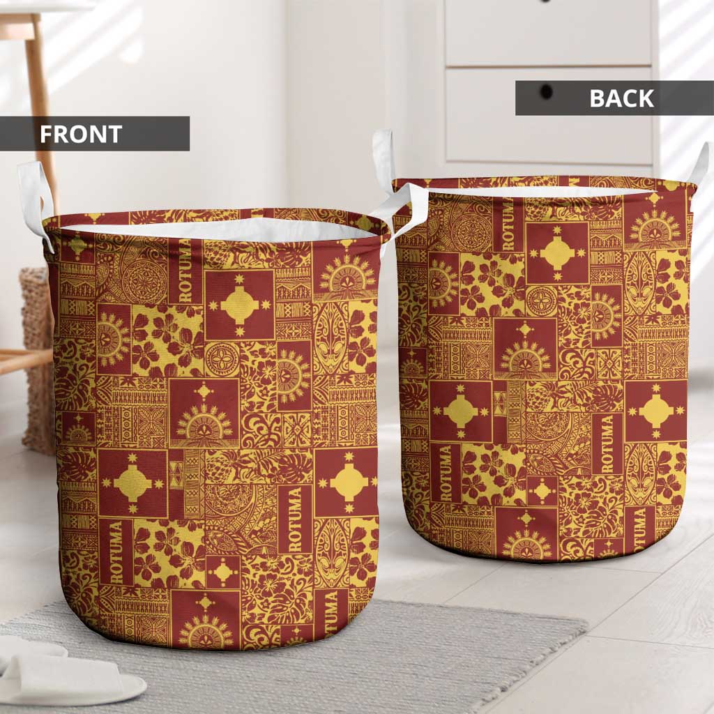 Rotuma Faiakse'ea 'e Kirisimasi Laundry Basket Pacific Patchwork Xmas Vibes - Polynesian Pride