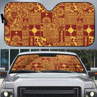 Rotuma Faiakse'ea 'e Kirisimasi Auto Sun Shade Pacific Patchwork Xmas Vibes LT9 Red - Polynesian Pride