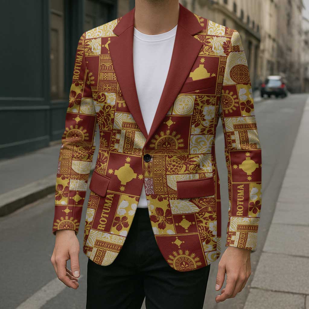 Rotuma Faiakse'ea 'e Kirisimasi Blazer Pacific Patchwork Xmas Vibes - Polynesian Pride