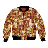 Rotuma Faiakse'ea 'e Kirisimasi Bomber Jacket Pacific Patchwork Xmas Vibes LT9 Unisex Red - Polynesian Pride