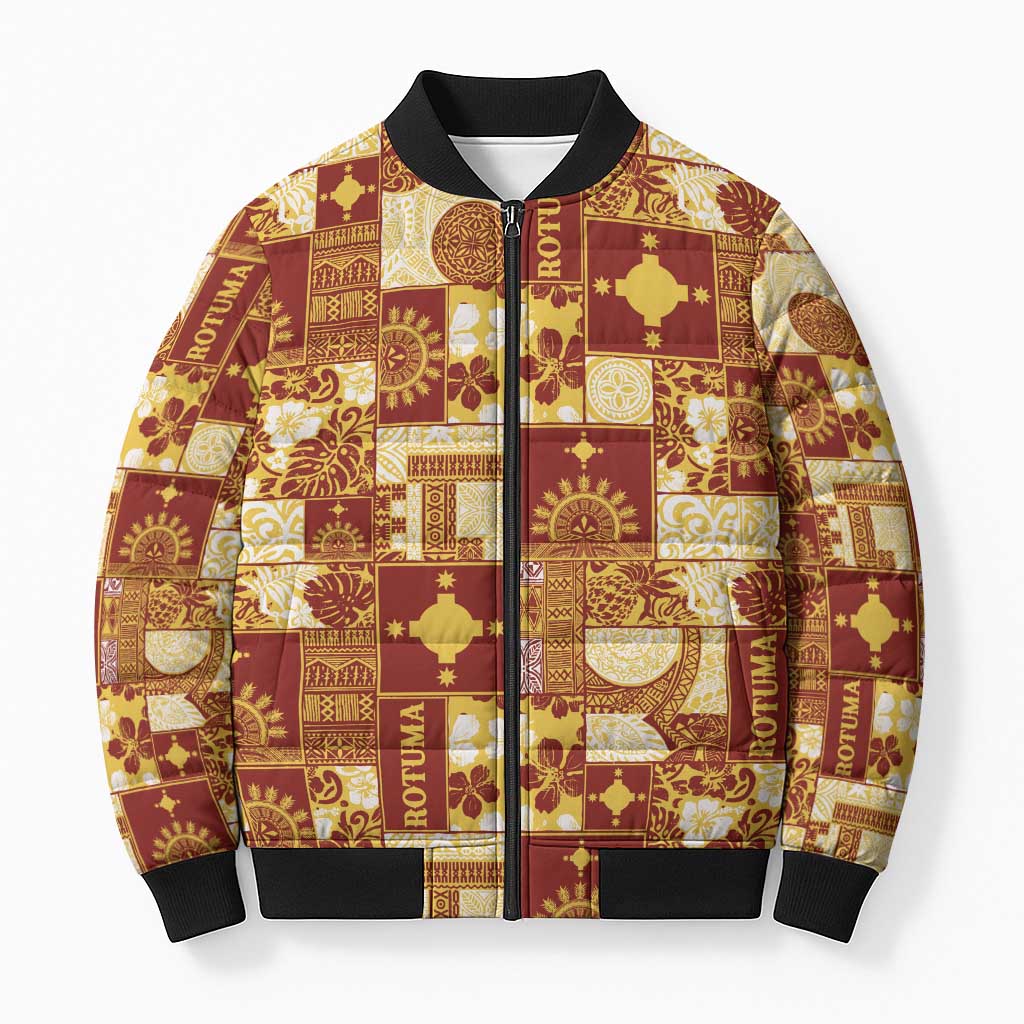 Rotuma Faiakse'ea 'e Kirisimasi Bomber Puffer Jacket Pacific Patchwork Xmas Vibes - Polynesian Pride