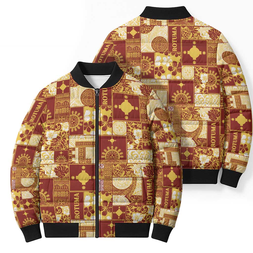 Rotuma Faiakse'ea 'e Kirisimasi Bomber Puffer Jacket Pacific Patchwork Xmas Vibes - Polynesian Pride