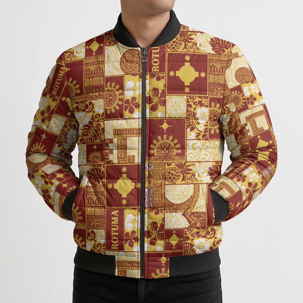 Rotuma Faiakse'ea 'e Kirisimasi Bomber Puffer Jacket Pacific Patchwork Xmas Vibes - Polynesian Pride