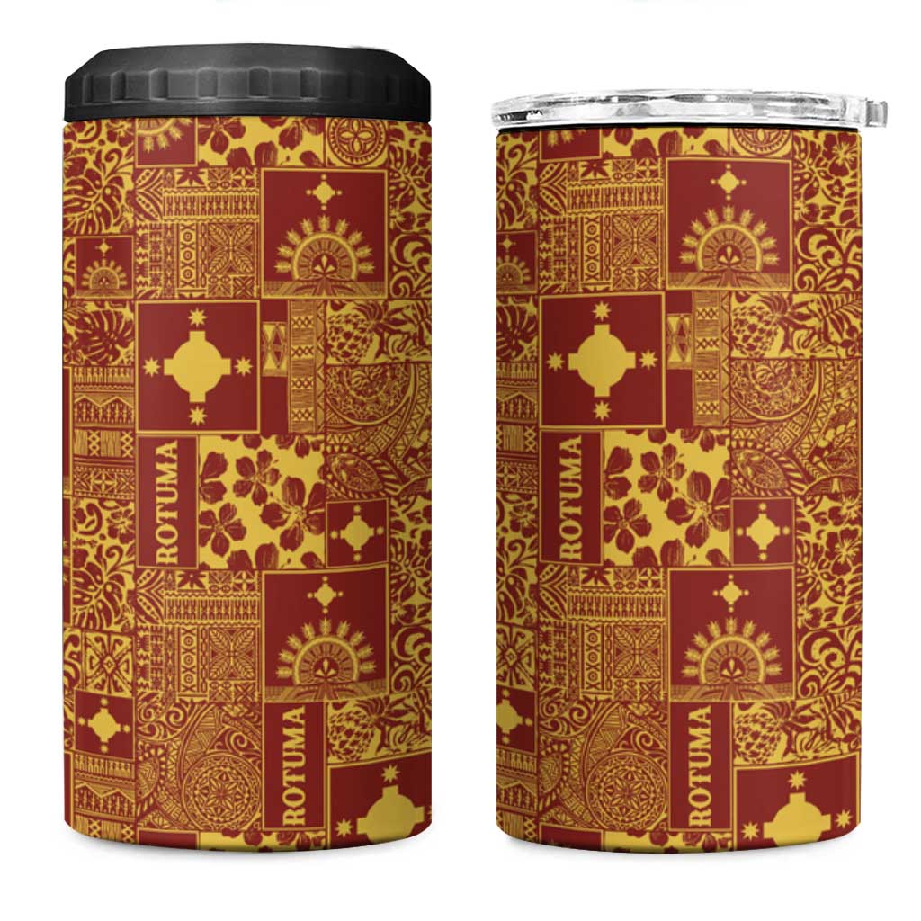 Rotuma Faiakse'ea 'e Kirisimasi 4 in 1 Can Cooler Tumbler Pacific Patchwork Xmas Vibes - Polynesian Pride