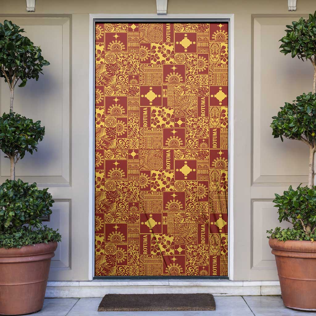 Rotuma Faiakse'ea 'e Kirisimasi Door Cover Pacific Patchwork Xmas Vibes - Polynesian Pride