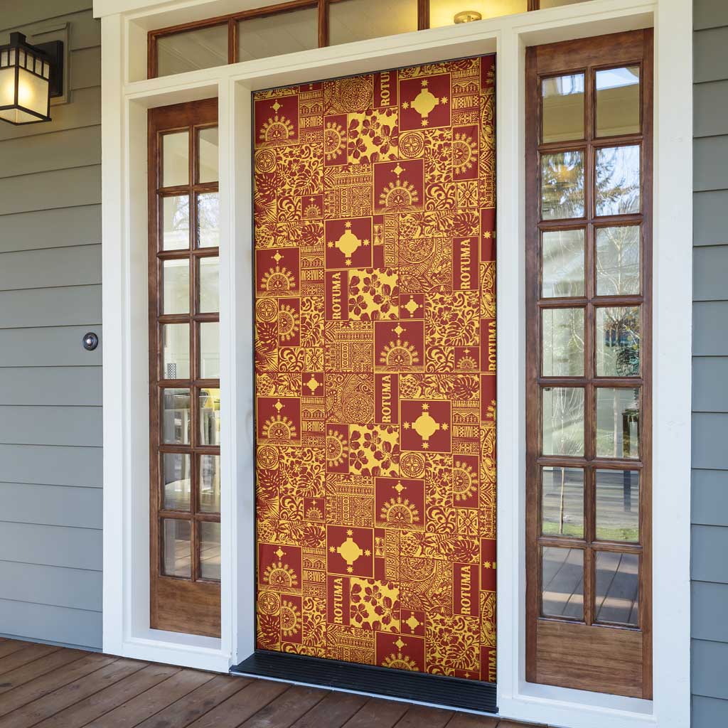 Rotuma Faiakse'ea 'e Kirisimasi Door Cover Pacific Patchwork Xmas Vibes - Polynesian Pride