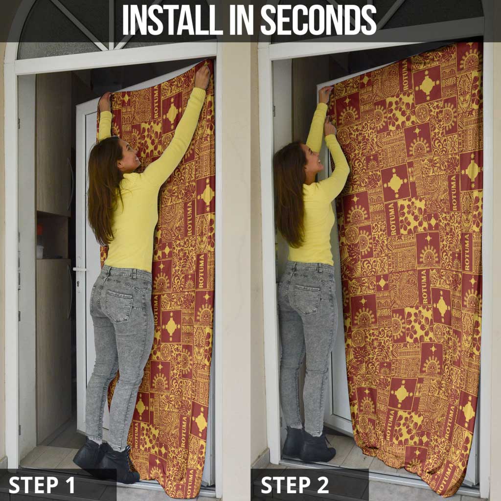 Rotuma Faiakse'ea 'e Kirisimasi Door Cover Pacific Patchwork Xmas Vibes - Polynesian Pride